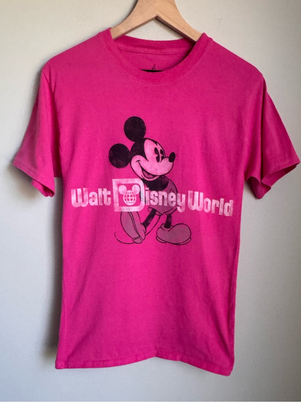 Official Walt Disney World Mickey Mouse Neon Pink Graphic Tee Size S